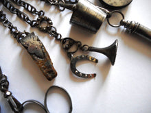 Load image into Gallery viewer, A fine cut steel chatelaine with steel studding. c 1860
