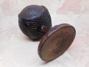 A carved goblet made from a coconut shell. Antique 19th century.