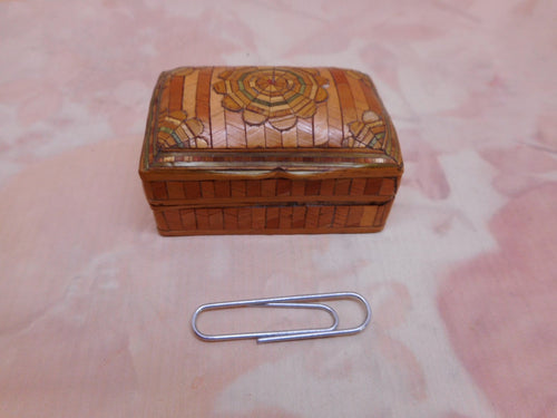 A mini French straw work box. c 1830   