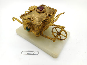 A French novelty wheelbarrow trinket box. c1870