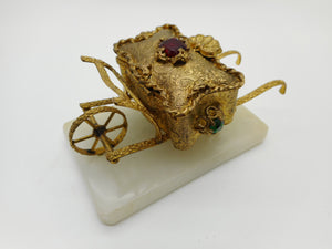 A French novelty-a little wheelbarrow trinket box. c1870