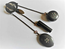 Load image into Gallery viewer, An antique chatelaine for the ball- a dance chatelaine with scent, mirror and compact.
