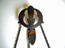 Load image into Gallery viewer, Antique ‘dance chatelaine&#39;- oxidized steel with lucky 4 leaf clovers. c 1870
