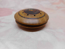 Load image into Gallery viewer, A treen vinaigrette -wood inlaid with a pansy. c 1850 French.
