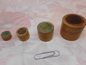 A nest of four small Georgian treen boxes. c 1800