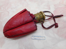 Load image into Gallery viewer, A red leather purse with expanding metal clasp. 19th century.
