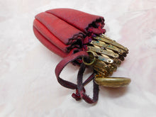 Load image into Gallery viewer, Red leather expanding purse. c 1890
