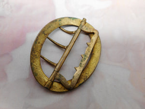 A pretty gilt metal and enamel buckle. c 1890