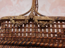 Load image into Gallery viewer, A small ( 12 x 8 cm ) ormolu mounted wicker work basket. French c 1860.
