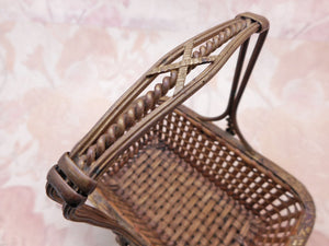 A small ( 12 x 8 cm ) ormolu mounted wicker work basket. French c 1860.