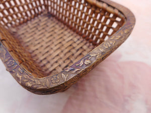 A small ( 12 x 8 cm ) ormolu mounted wicker work basket. French c 1860.