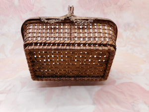 A small ( 12 x 8 cm ) ormolu mounted wicker work basket. French c 1860.