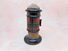 Load image into Gallery viewer, A Tartan Ware combination sewing tool-a tape measure, emery and thread waxer. McPherson.  c1860
