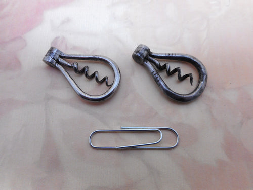 Two miniature, steel folding corkscrews. c 1840