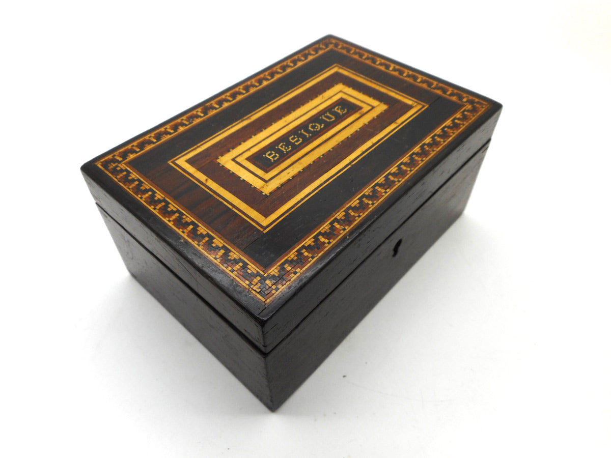 SOLD……A Tunbridge Ware playing card box. 19thc. Bezique / Besique – Curio  Cabinet Antiques