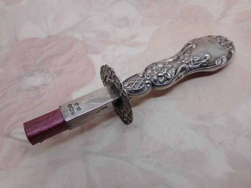 A silver sealing wax holder from a Victorian writing set. 1901.