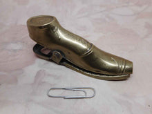 Load image into Gallery viewer, SOLD…….A shoe shaped brass paper / letter clip. Reg. Design 1872
