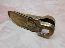 Load image into Gallery viewer, SOLD…….A shoe shaped brass paper / letter clip. Reg. Design 1872
