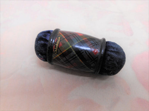 An old double ended emery cushion in the Caledonian pattern  tartan.  c 1860