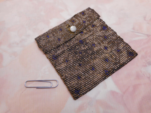 Antique metallic bead work purse. 19thc