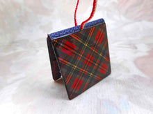 Load image into Gallery viewer, A Tartan Ware needle case in the form of a book . Prince Charles tartan. c 1860
