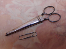 Load image into Gallery viewer, SOLD..............Early Sheffield Plated scissor sheath with Georgian steel scissors c 1790-1815
