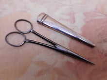 Load image into Gallery viewer, Early Sheffield Plated scissor sheath with Georgian steel scissors c 1790-1815
