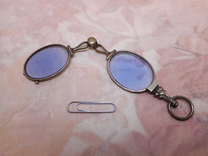 An antique blue lens lorgnette. 19thc