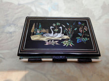 Charger l&#39;image dans la galerie, A lacquer note book with swan inlay. French. c 1850
