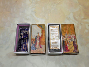 SOLD…..Two Baxter print needle packet boxes. Regal Set. c 1850