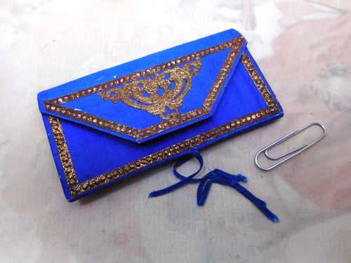 A blue silk needle case. Milwards. 1857 Patent.