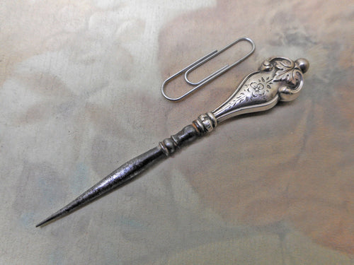 A French silver stiletto / awl. c 1870