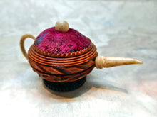 Load image into Gallery viewer, A carved vegetable ivory teapot pin cushion. c 1850
