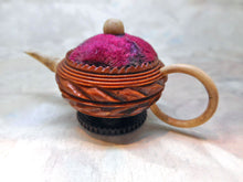 Load image into Gallery viewer, A carved vegetable ivory teapot pin cushion. c 1850
