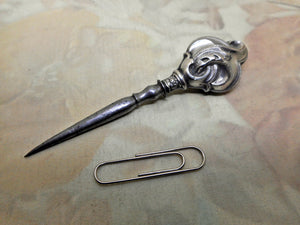 A French silver stiletto / awl, c 1860