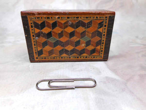 A Tunbridge Ware pen nib box stamped Barton.