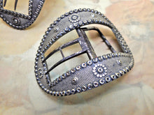 Load image into Gallery viewer, SOLD…..A pair of decorative close plate shoe buckles. 19th century.
