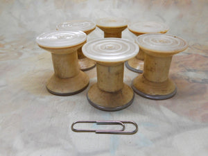 6 early bone cotton reels / spools. c 1830