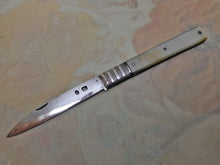 Load image into Gallery viewer, SOLD.............A silver bladed mother of pearl folding fruit knife. Engraved 1807.
