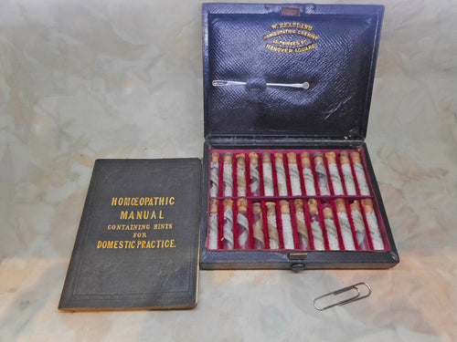 Antique medical set of homoeopathic pills. c1848