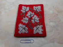 Load image into Gallery viewer, A cross stitched needle case with beadwork decoration. circa 1860
