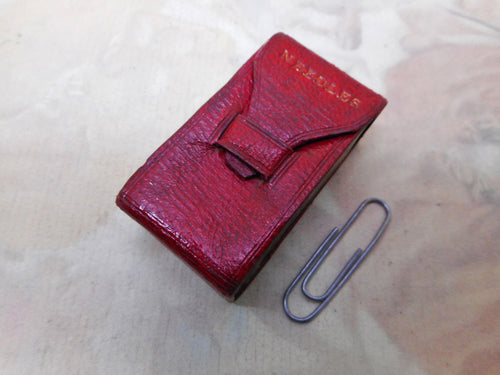 A Georgian red leather needle packet box. circa 1820.