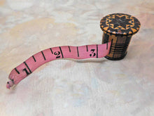 Load image into Gallery viewer, SOLD…..A Tunbridge Ware tape measure with original printed ribbon. c 1840
