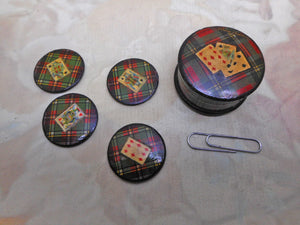 A very fine Tartan Ware whist counter box with counters. c 1860-1870