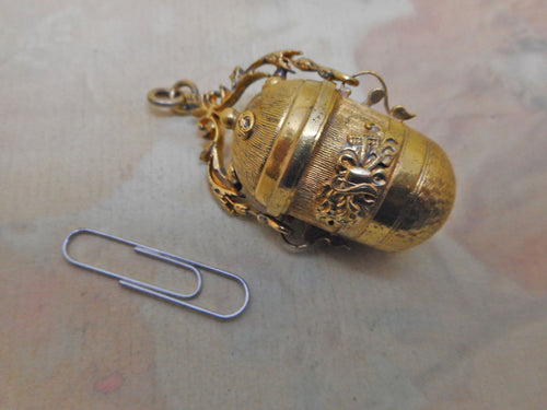 Antique gilt metal chatelaine thimble case