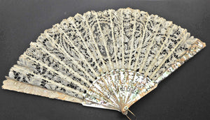 Antique Fan with Lace Leaf.