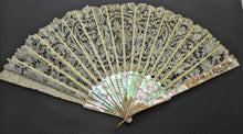 Load image into Gallery viewer, SOLD…….A lace fan with pearl sticks and hanging loop. 19thc
