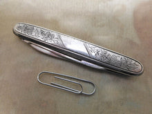 Load image into Gallery viewer, An antique silver folding fruit knife with engraved leaf decoration. c1880
