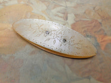 Load image into Gallery viewer, A mother of pearl knotting shuttle circa 1820.
