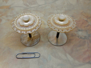 SOLD......A pair of good quality carved pearl reels / spools. c 1840